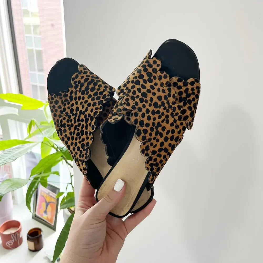 Isa Tapia Calf Hair Animal Print Sandals Size 7